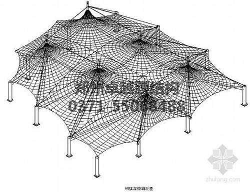 設(shè)計圖中可以看出索膜結(jié)構(gòu)一般由膜材、索結(jié)構(gòu)、支架結(jié)構(gòu)三部分組成