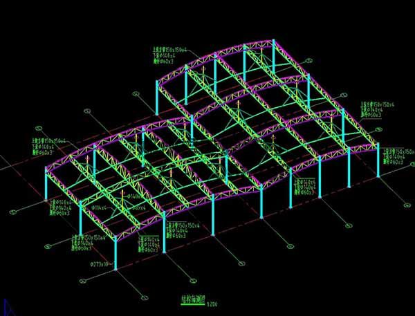 邵陽市新邵縣法治廣場(chǎng)門球場(chǎng)膜結(jié)構(gòu)罩棚/頂棚結(jié)構(gòu)軸測(cè)圖