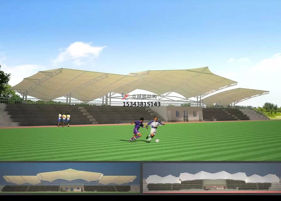 運(yùn)城芮城公園景觀膜結(jié)構(gòu)遮陽(yáng)棚【看臺(tái)雨棚廠家】門(mén)球場(chǎng)案例