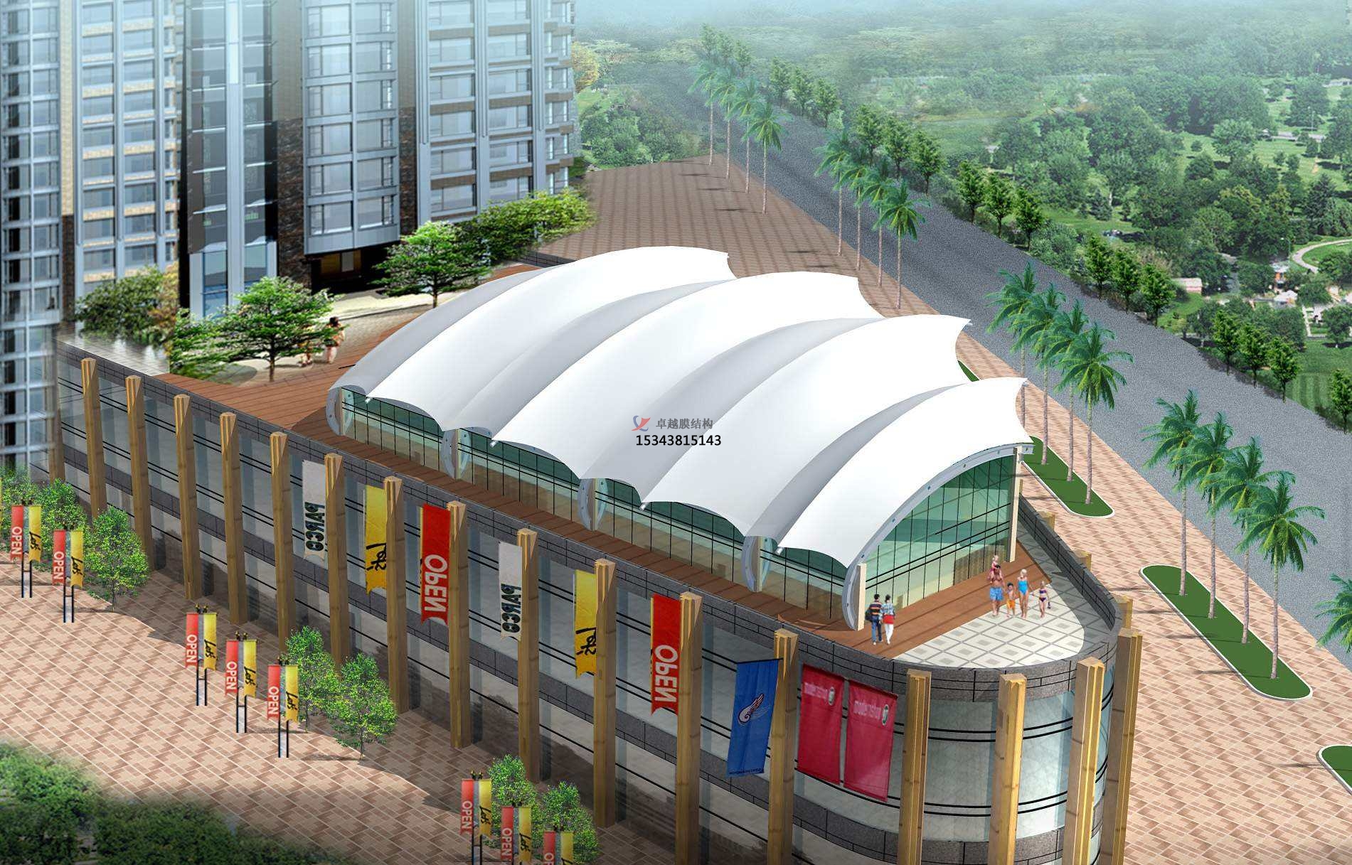 天水膜結構游樂場/水上樂園/造浪池/游泳池/兒童樂園遮陽棚廠家【膜結構設計】